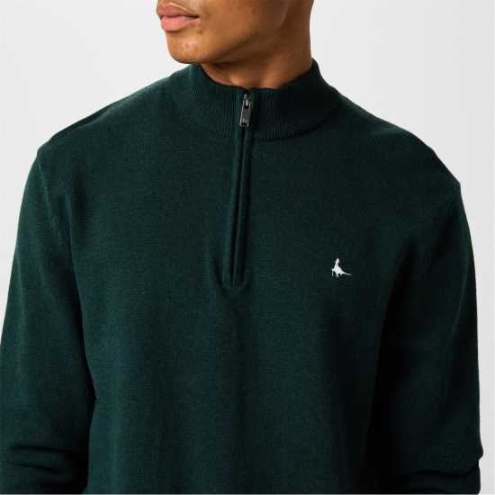 Пуловер С Цип Jack Wills Funnel Neck Half Zip Jumper Men Вечнозелен Марл 