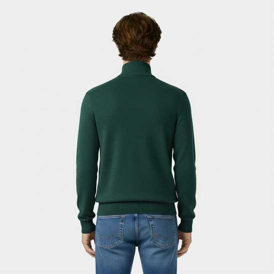 Пуловер С Цип Jack Wills Jack Funnel Neck Half Zip Jumper Men Тъмно зелен меланж 
