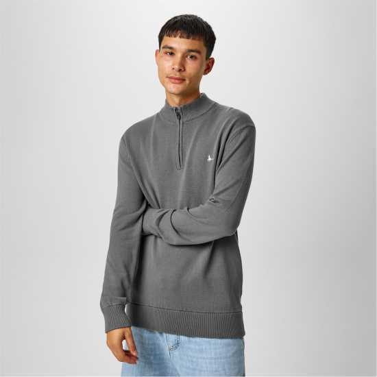 Пуловер С Цип Jack Wills Funnel Neck Half Zip Jumper Men Сланина Пуловер С Цип Jack Wills Funnel Neck Half Zip Jumper Men Сланина