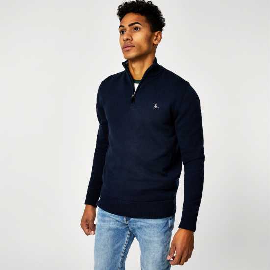 Пуловер С Цип Jack Wills Funnel Neck Half Zip Jumper Men Морска синьо Пуловер С Цип Jack Wills Funnel Neck Half Zip Jumper Men Морска синьо