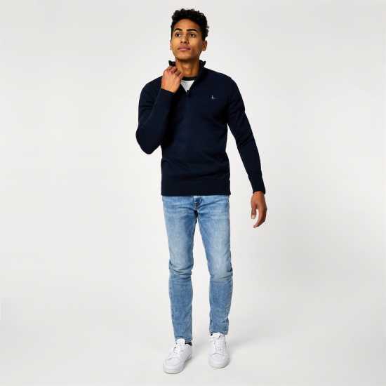Пуловер С Цип Jack Wills Funnel Neck Half Zip Jumper Men Морска синьо Пуловер С Цип Jack Wills Funnel Neck Half Zip Jumper Men Морска синьо