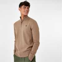 Пуловер С Цип Jack Wills Funnel Neck Half Zip Jumper Men Бледо кафяво 