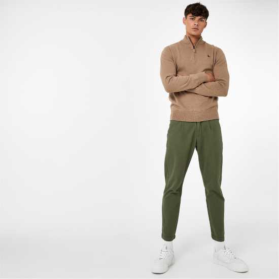 Пуловер С Цип Jack Wills Jack Funnel Neck Half Zip Jumper Men Бледо кафяво 