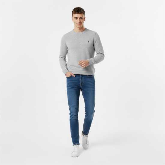 Блуза С Обло Деколте Jack Wills Linus Seed Stitch Crew Neck Jumper Men Сив марл 