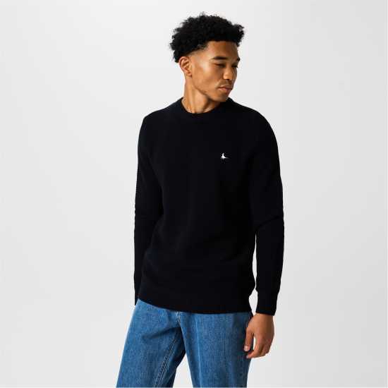Блуза С Обло Деколте Jack Wills Linus Seed Stitch Crew Neck Jumper Men Черно Мъжки пуловери и жилетки