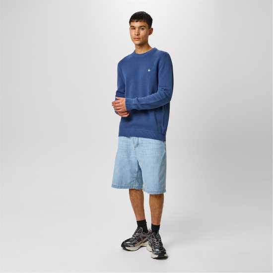 Блуза С Обло Деколте Jack Wills Linus Seed Stitch Crew Neck Jumper Men Винтажно индиго Блуза С Обло Деколте Jack Wills Linus Seed Stitch Crew Neck Jumper Men Винтажно индиго