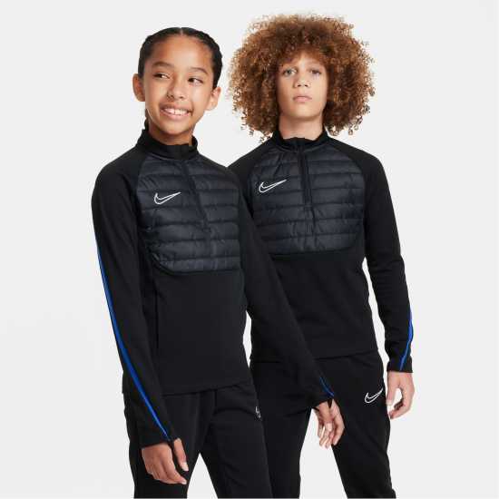 Nike Therma-FIT Academy23 Big Kids' Soccer Drill Top Black/Royal Детски горнища с цип
