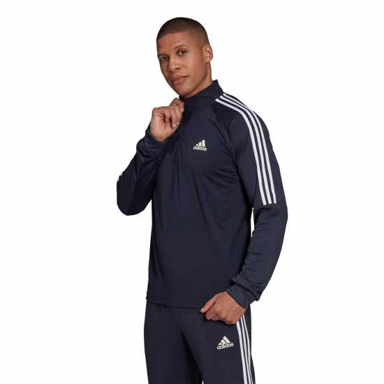 Adidas Мъжко Горнище С Цип Sereno Long Sleeve Zip Top Mens Морско синьо/Бяло Мъжки горнища с цип