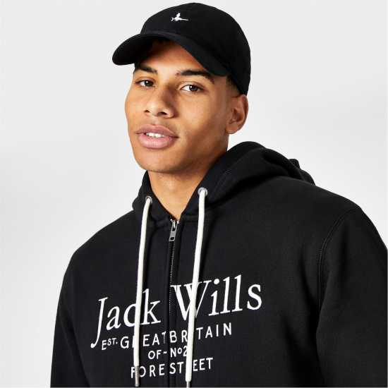 Jack Wills Pinebrook Graphic Zip Hoodie Mens Черно 