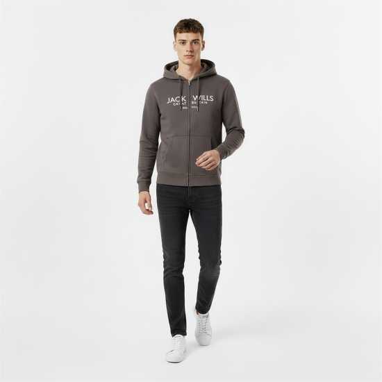 Jack Wills Pinebrook Graphic Zip Hoodie Mens Сланина Jack Wills Pinebrook Graphic Zip Hoodie Mens Сланина