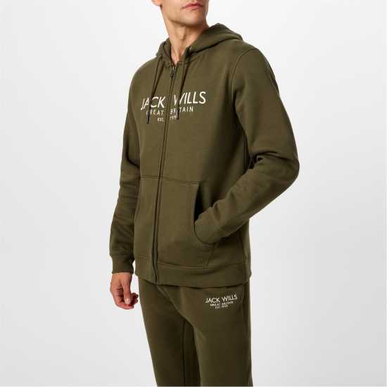 Jack Wills Graphic Zip Hoodie Mens Лист Мъжки суитчъри и блузи с качулки