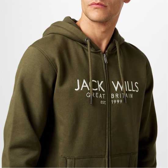 Jack Wills Graphic Zip Hoodie Mens Лист Мъжки суитчъри и блузи с качулки