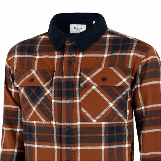 Firetrap Мъжка Риза Borg Check Overshirt Mens Ръст Мъжки ризи