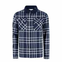 Firetrap Мъжка Риза Borg Check Overshirt Mens Морска синьо Мъжки ризи