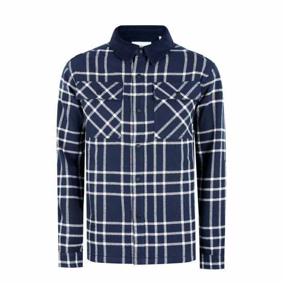 Firetrap Мъжка Риза Borg Check Overshirt Mens Морска синьо Мъжки ризи