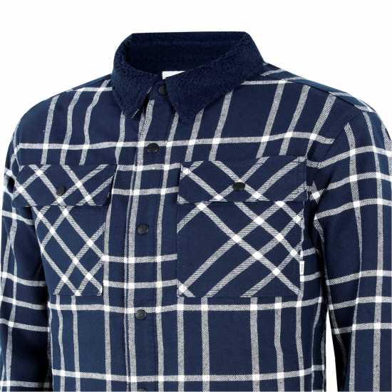 Firetrap Мъжка Риза Borg Check Overshirt Mens Морска синьо Мъжки ризи