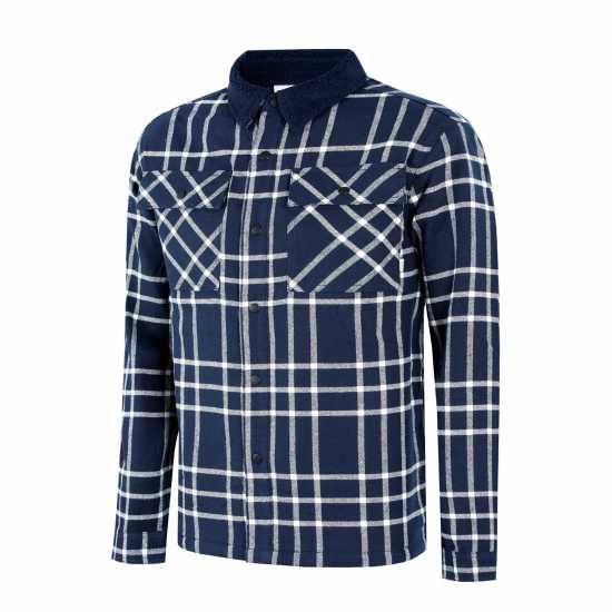 Firetrap Мъжка Риза Borg Check Overshirt Mens Морска синьо Мъжки ризи