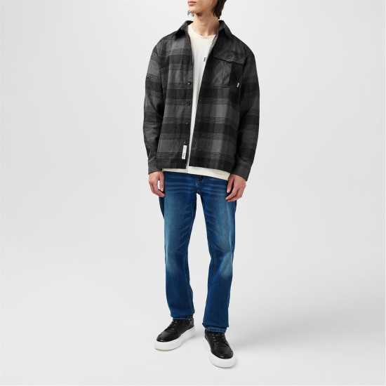 Firetrap Карирана Мъжка Риза Check Shirt Mens Черен проверка Мъжки ризи
