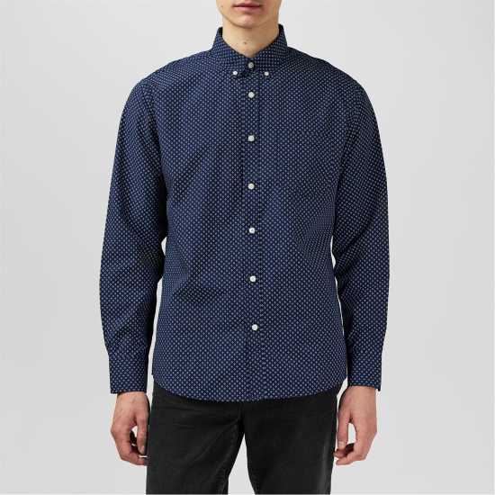Мъжки ризи Fabric Мъжка Риза Дълъг Ръкав Classic Poplin Long Sleeve Shirt Mens Нви/Бяло Гео Fabric Мъжка Риза Дълъг Ръкав Classic Poplin Long Sleeve Shirt Mens Нви/Бяло Гео Мъжки ризи
