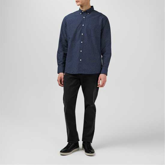 Мъжки ризи Fabric Мъжка Риза Дълъг Ръкав Classic Poplin Long Sleeve Shirt Mens Нви/Бяло Гео Fabric Мъжка Риза Дълъг Ръкав Classic Poplin Long Sleeve Shirt Mens Нви/Бяло Гео Мъжки ризи