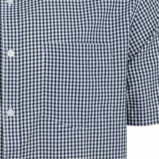 Мъжки ризи Fabric Мъжка Риза Short Sleeve Poplin Shirt Mens Синьо гингам Fabric Мъжка Риза Short Sleeve Poplin Shirt Mens Синьо гингам Мъжки ризи