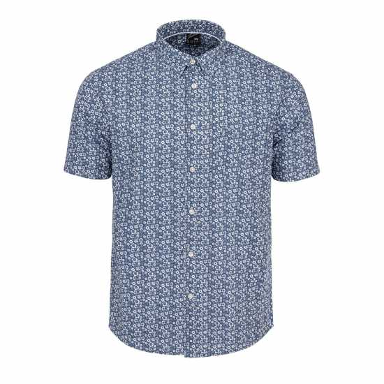 Fabric Мъжка Риза Short Sleeve Poplin Shirt Mens Синьо цветно Мъжки ризи