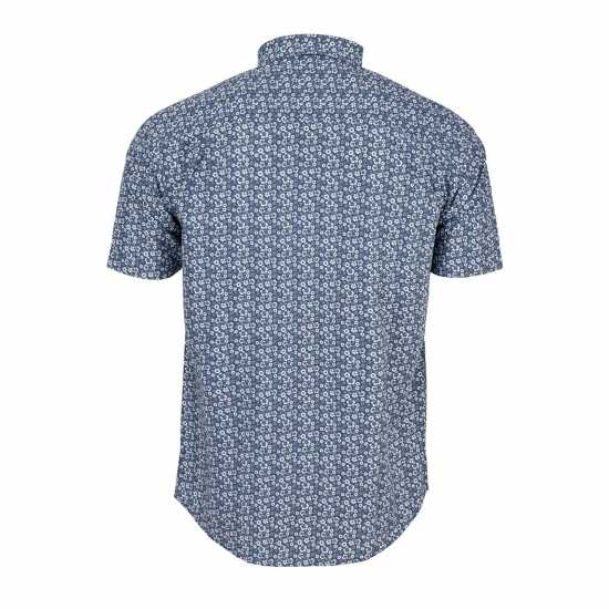 Fabric Мъжка Риза Short Sleeve Poplin Shirt Mens Синьо цветно Мъжки ризи