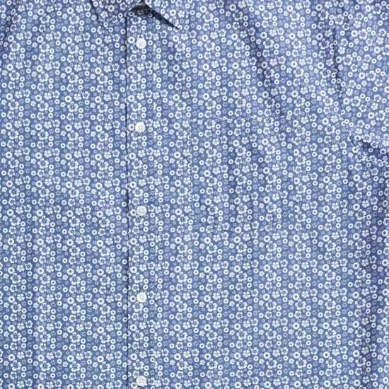 Fabric Мъжка Риза Short Sleeve Poplin Shirt Mens Синьо цветно Мъжки ризи