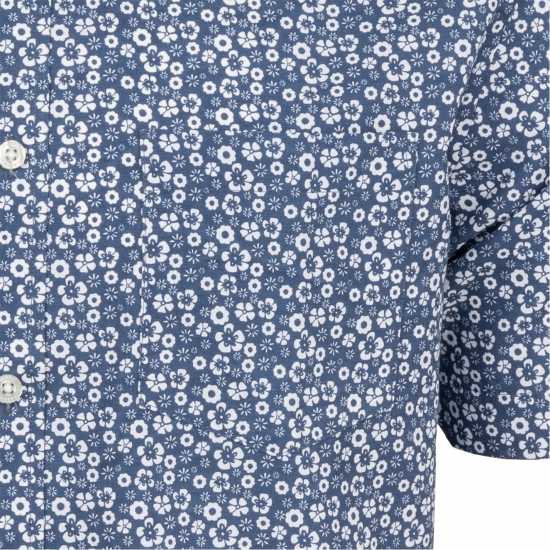 Fabric Мъжка Риза Short Sleeve Poplin Shirt Mens Синьо цветно Мъжки ризи