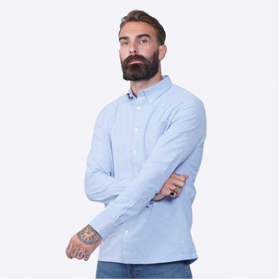 Firetrap Мъжка Риза Оксфорд Basic Oxford Shirt Mens Синьо Мъжки ризи