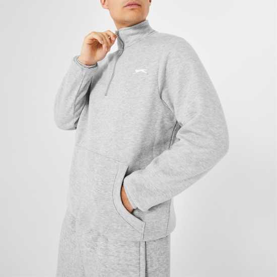 Slazenger Мъжки Полар С Цип Zip Fleece Mens Сив марл Мъжки полар