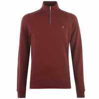 Мъжки полар Пуловер С Цип Farah Jim Zip Jumper Farah Red Пуловер С Цип Farah Jim Zip Jumper Farah Red Мъжки полар