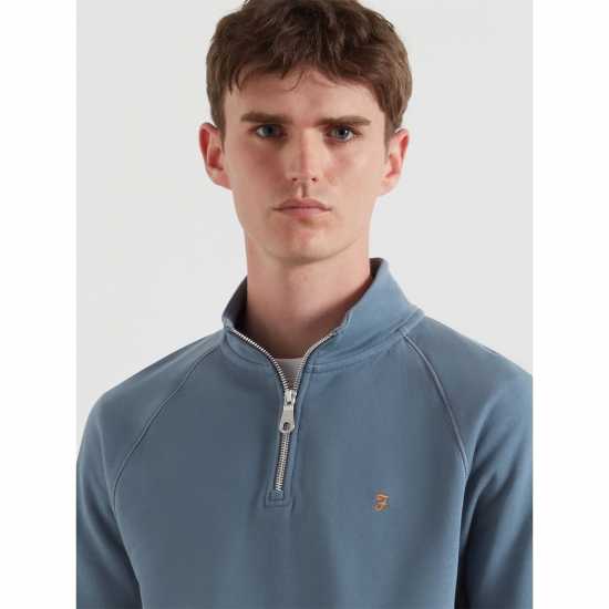 Пуловер С Цип Farah Jim Zip Jumper Chalk Blue 413 Мъжки полар