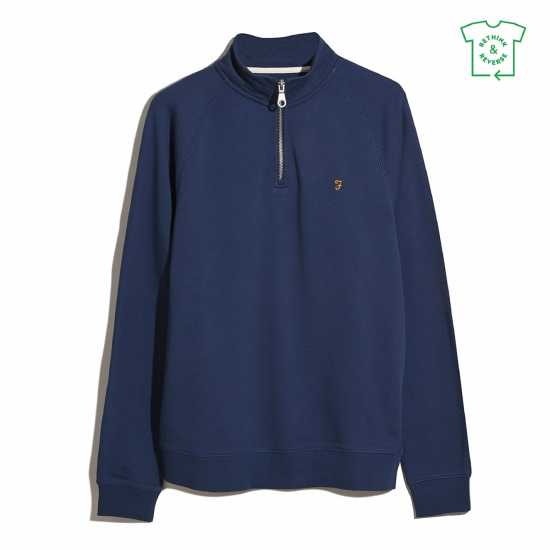Пуловер С Цип Farah Jim Zip Jumper Sigil Blue 415 