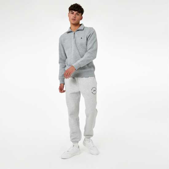 Jack Wills Jack Barchester Quarter Zip Sweatshirt Сив марл 