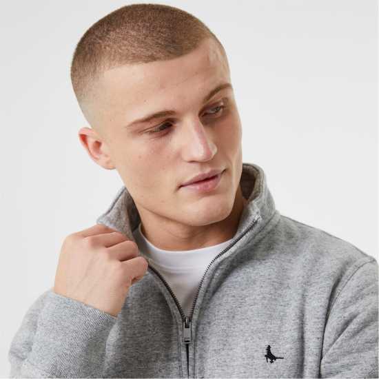 Мъжки полар Jack Wills Barchester Quarter Zip Sweatshirt Сив марл Jack Wills Barchester Quarter Zip Sweatshirt Сив марл Мъжки полар