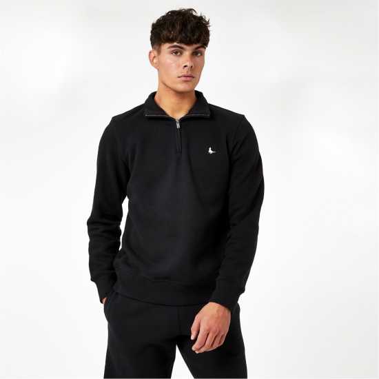 Мъжки полар Jack Wills Barchester Quarter Zip Sweatshirt Черно Jack Wills Barchester Quarter Zip Sweatshirt Черно Мъжки полар