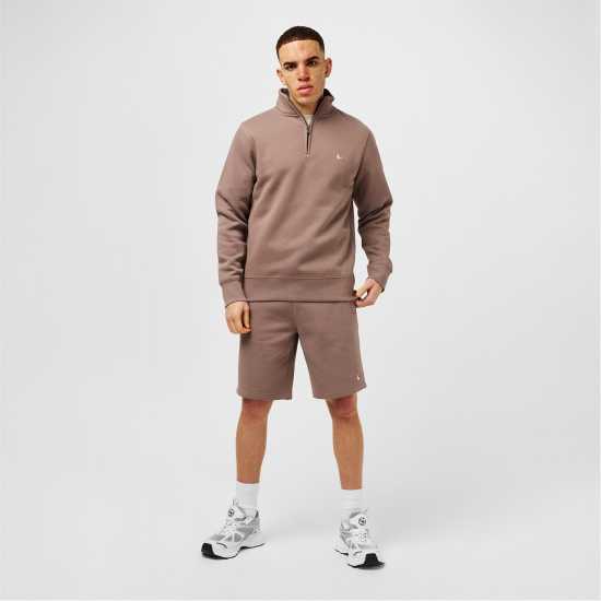 Jack Wills Barchester Quarter Zip Sweatshirt Тухла Розова Мъжки полар