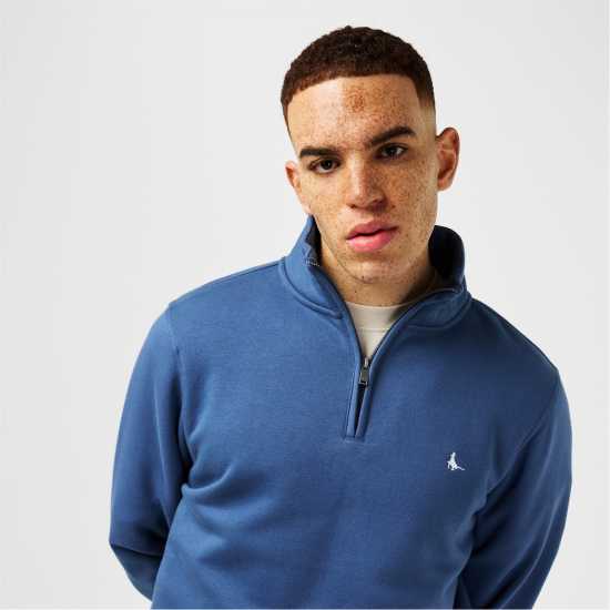 Jack Wills Barchester Quarter Zip Sweatshirt Винтажно индиго Мъжки полар