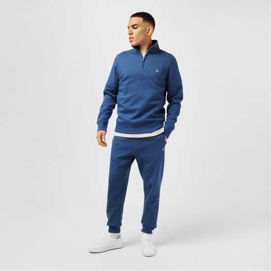 Jack Wills Barchester Quarter Zip Sweatshirt Винтажно индиго Мъжки полар