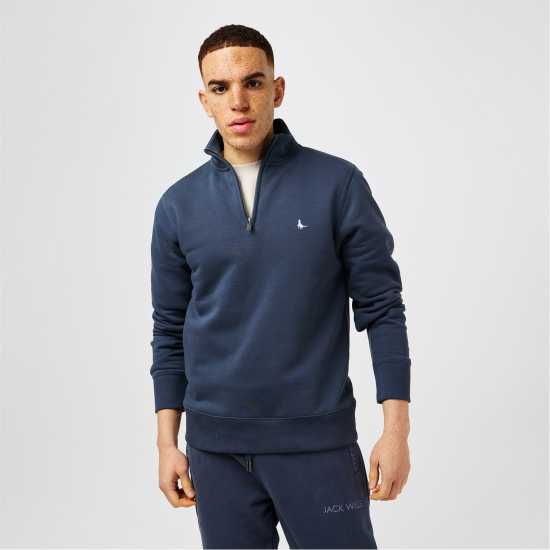 Мъжки полар Jack Wills Barchester Quarter Zip Sweatshirt Нощно небе Jack Wills Barchester Quarter Zip Sweatshirt Нощно небе Мъжки полар