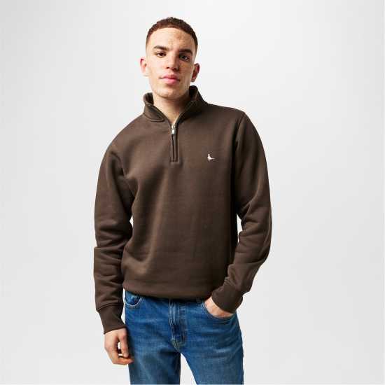 Мъжки полар Jack Wills Barchester Quarter Zip Sweatshirt Кафе Jack Wills Barchester Quarter Zip Sweatshirt Кафе Мъжки полар