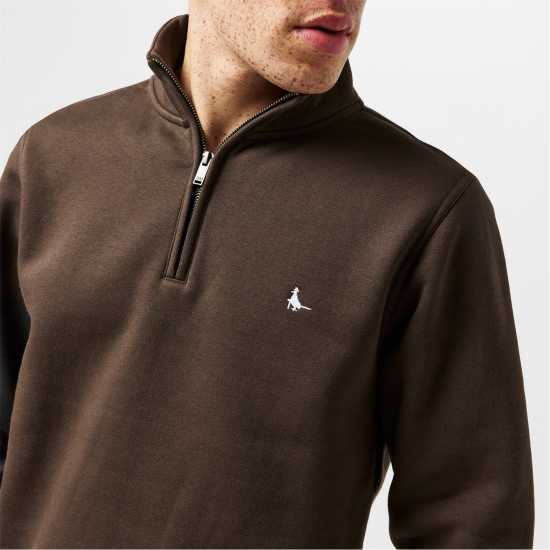 Мъжки полар Jack Wills Barchester Quarter Zip Sweatshirt Кафе Jack Wills Barchester Quarter Zip Sweatshirt Кафе Мъжки полар