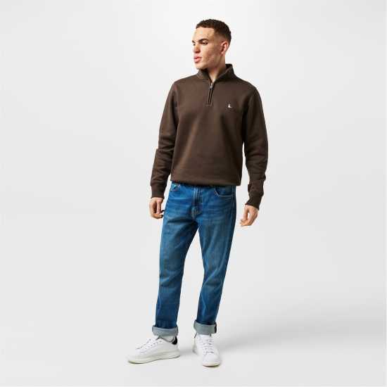 Мъжки полар Jack Wills Barchester Quarter Zip Sweatshirt Кафе Jack Wills Barchester Quarter Zip Sweatshirt Кафе Мъжки полар