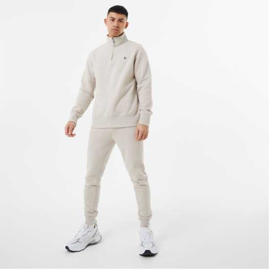 Jack Wills Barchester Quarter Zip Sweatshirt Камък Мъжки полар