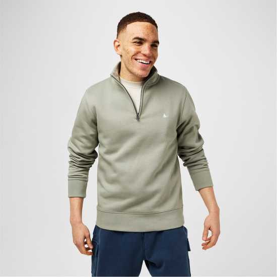 Jack Wills Barchester Quarter Zip Sweatshirt Сребърно жаде Мъжки полар