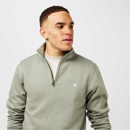 Jack Wills Barchester Quarter Zip Sweatshirt Сребърно жаде Мъжки полар