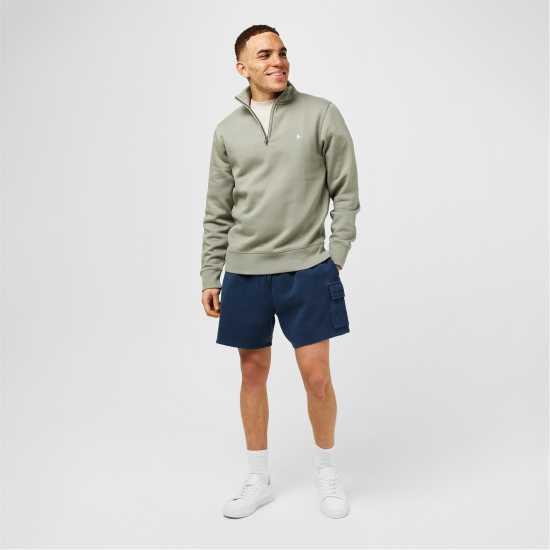 Jack Wills Barchester Quarter Zip Sweatshirt Сребърно жаде Мъжки полар
