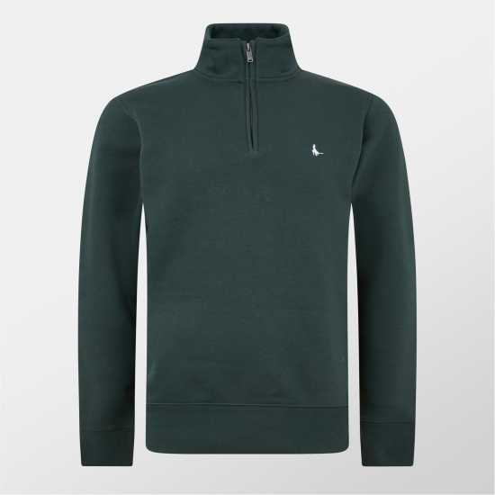 Jack Wills Barchester Quarter Zip Sweatshirt Dark Pine Мъжки полар
