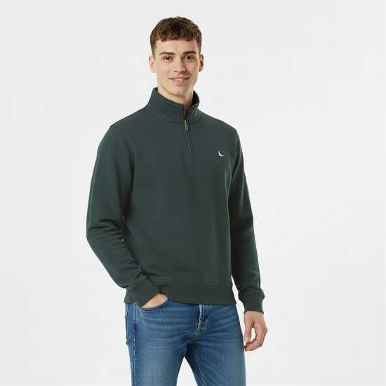 Jack Wills Jack Barchester Quarter Zip Sweatshirt Тъмна смърч Jack Wills Jack Barchester Quarter Zip Sweatshirt Тъмна смърч